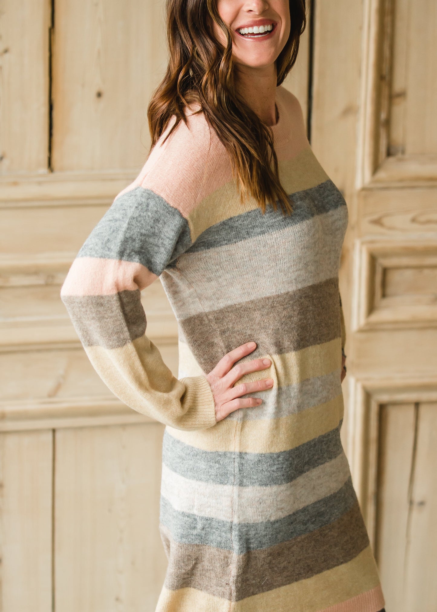 Pastel Melange Striped Sweater Midi Dress - FINAL SALE Dresses