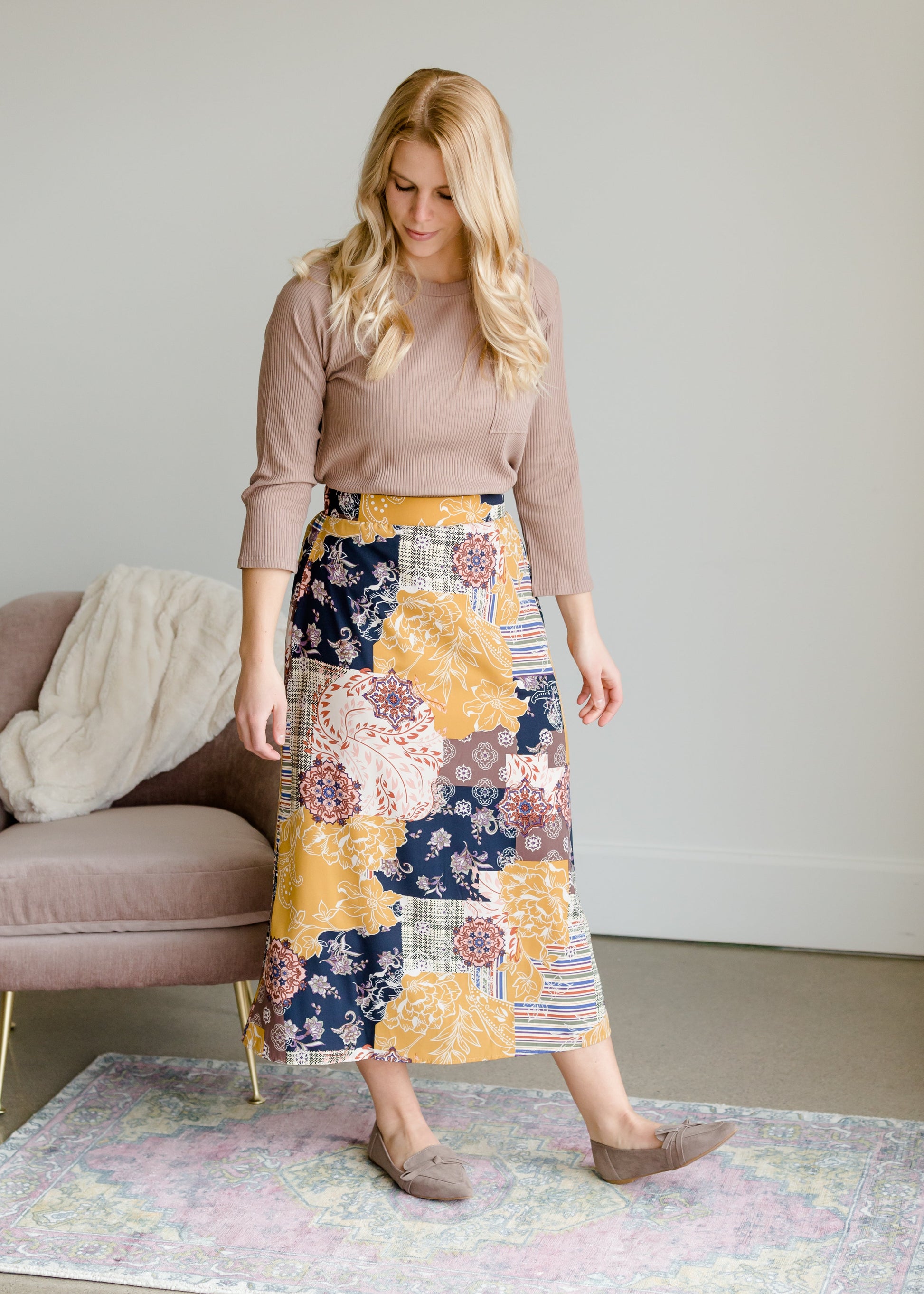 Patch Print Flowy Midi Skirt - FINAL SALE Skirts