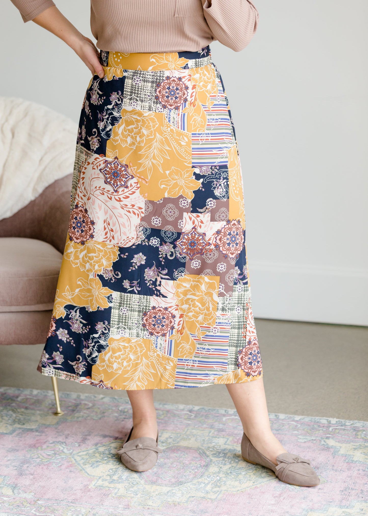 Patch Print Flowy Midi Skirt - FINAL SALE Skirts