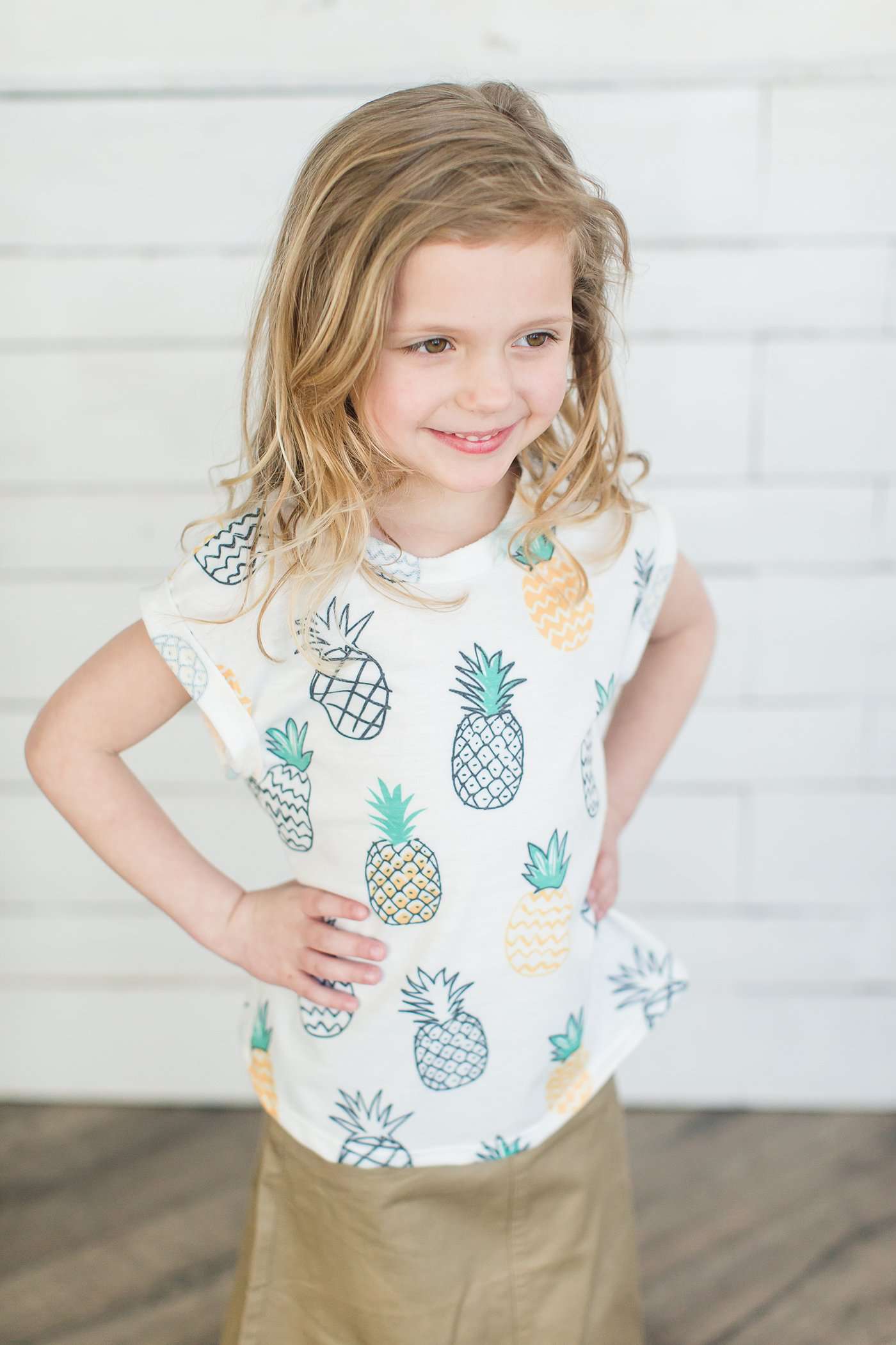 Pineapple Print Tee Tops