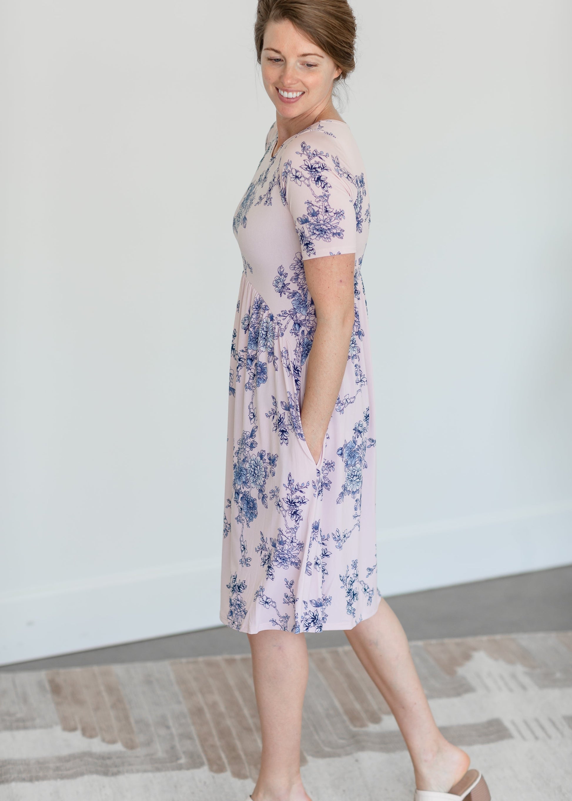 Pink & Blue Floral Midi Dress Dresses Chris & Carol