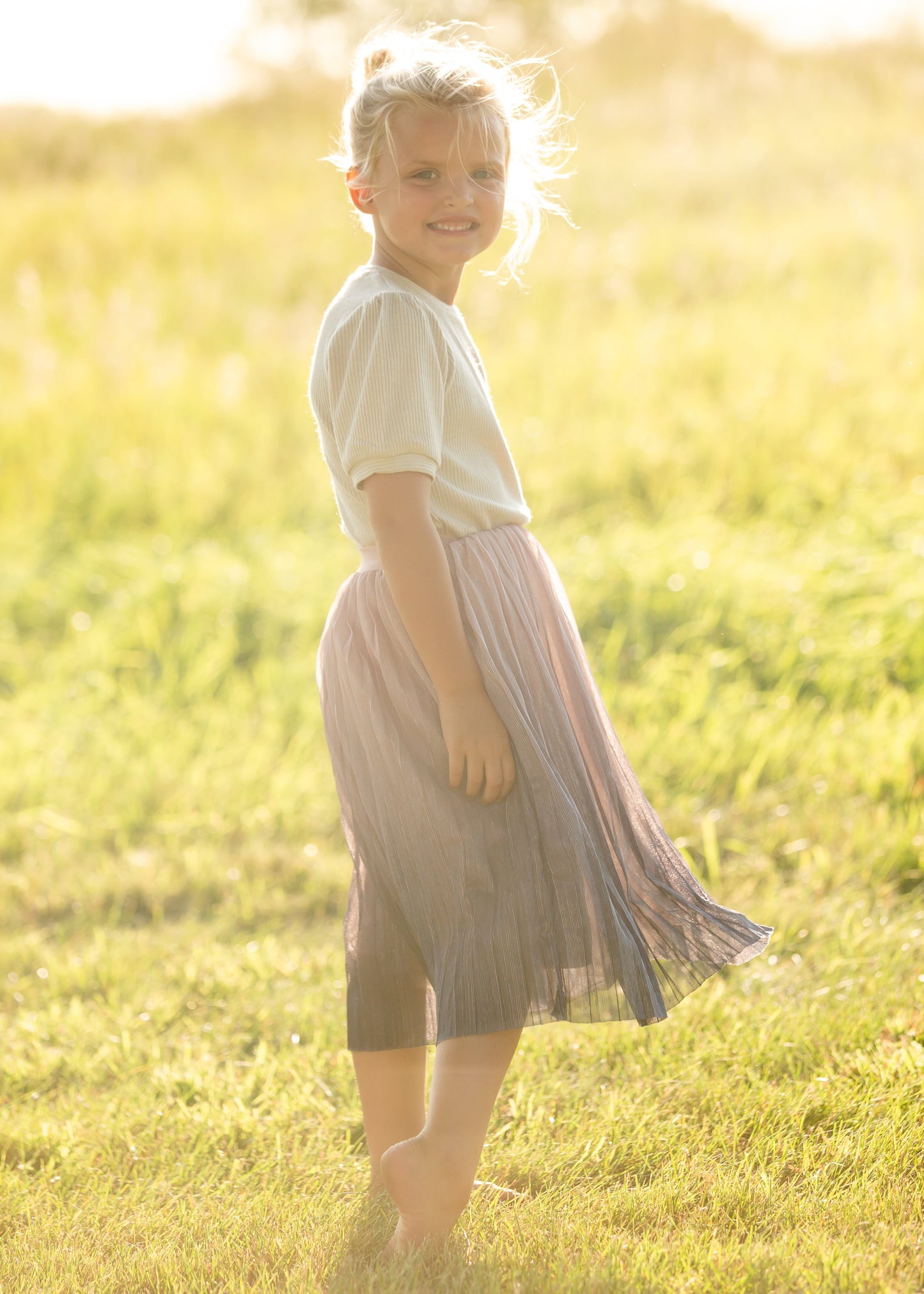 Pink Ombre Tulle Midi Skirt Skirts