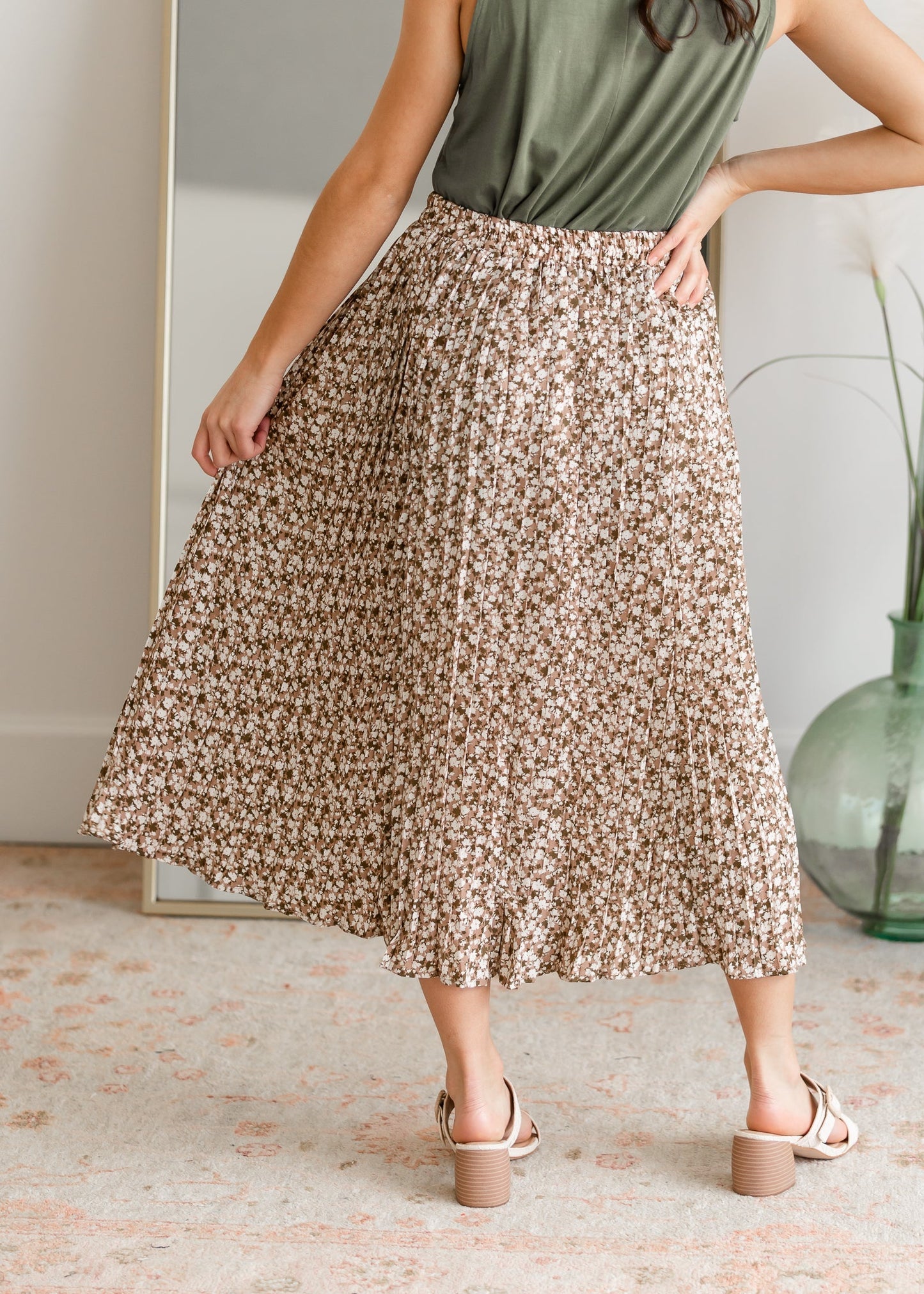 Pleated Ditsy Print Midi Skirt Skirts Hayden