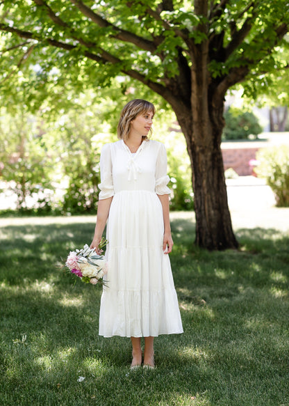 Pleated Ivory Tiered Maxi Dress - FINAL SALE Dresses