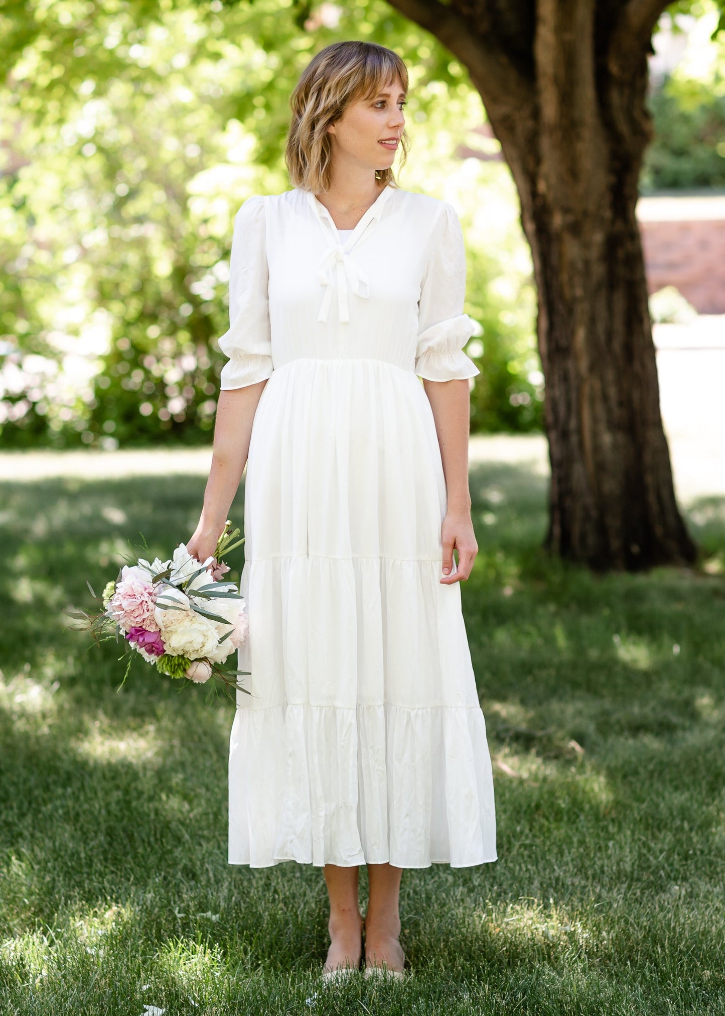 Pleated Ivory Tiered Maxi Dress - FINAL SALE Dresses