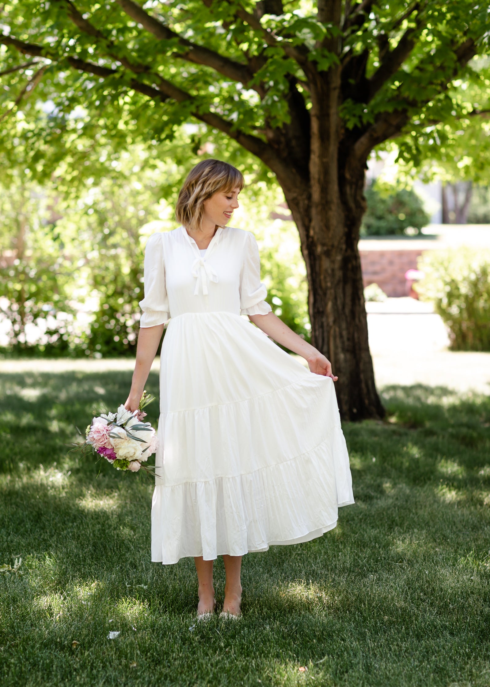 Pleated Ivory Tiered Maxi Dress - FINAL SALE Dresses