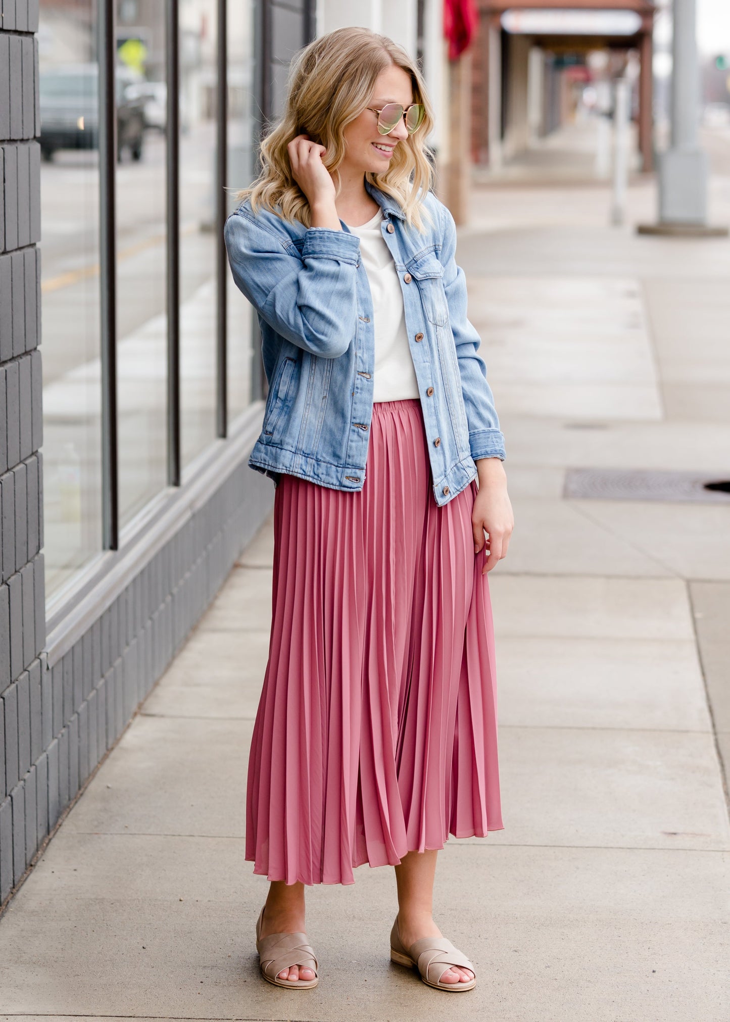 Pleated Mauve Midi Skirt - FINAL SALE Skirts