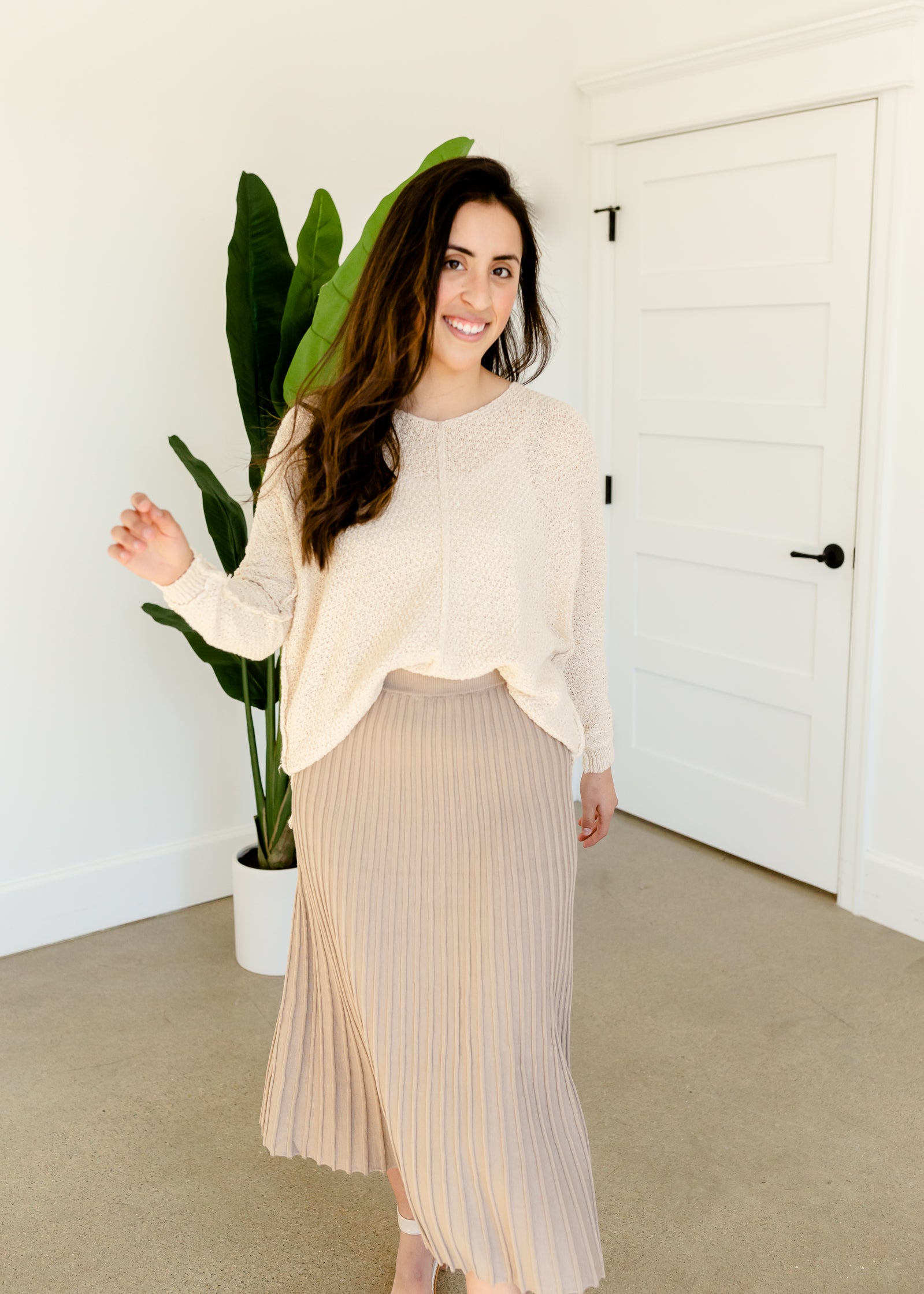 Pleated Sweater Knit Midi Skirt - FINAL SALE Skirts