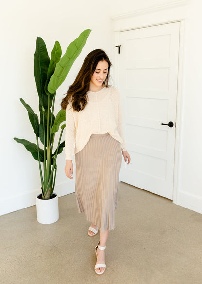 Pleated Sweater Knit Midi Skirt - FINAL SALE Skirts