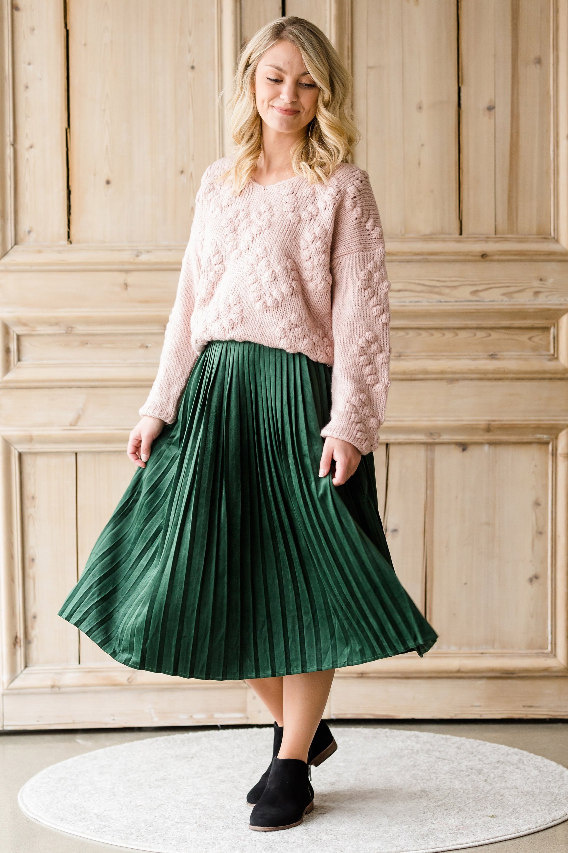 Pleated Velvet Midi Skirt - FINAL SALE Skirts