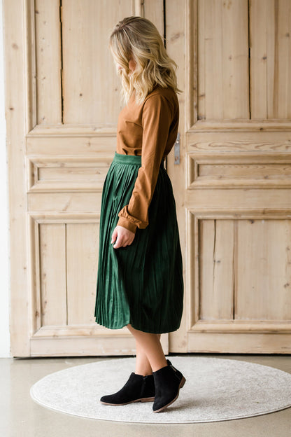 Pleated Velvet Midi Skirt - FINAL SALE Skirts