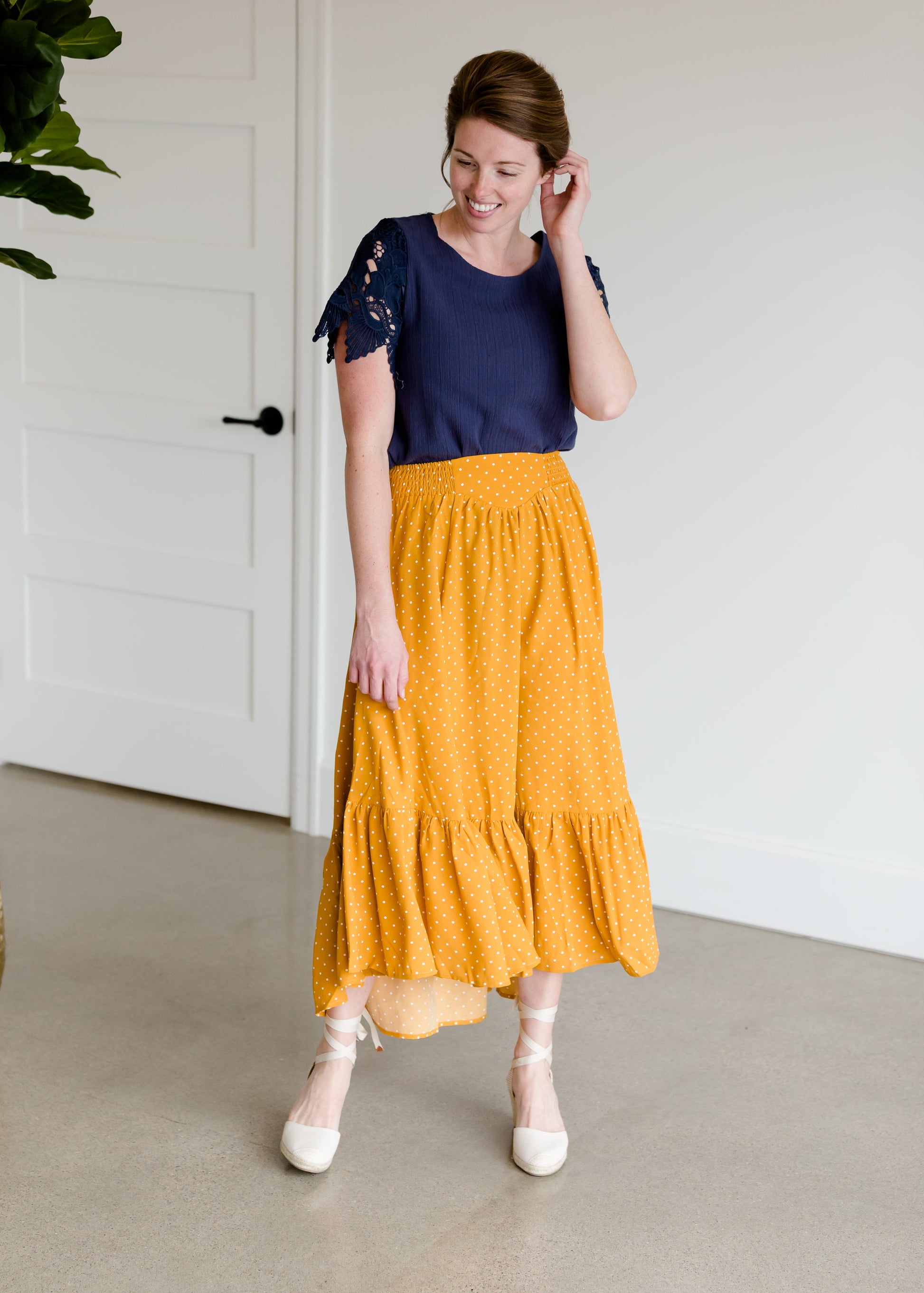 Polka Dot High Waist Ruffle Maxi Skirt - FINAL SALE Skirts