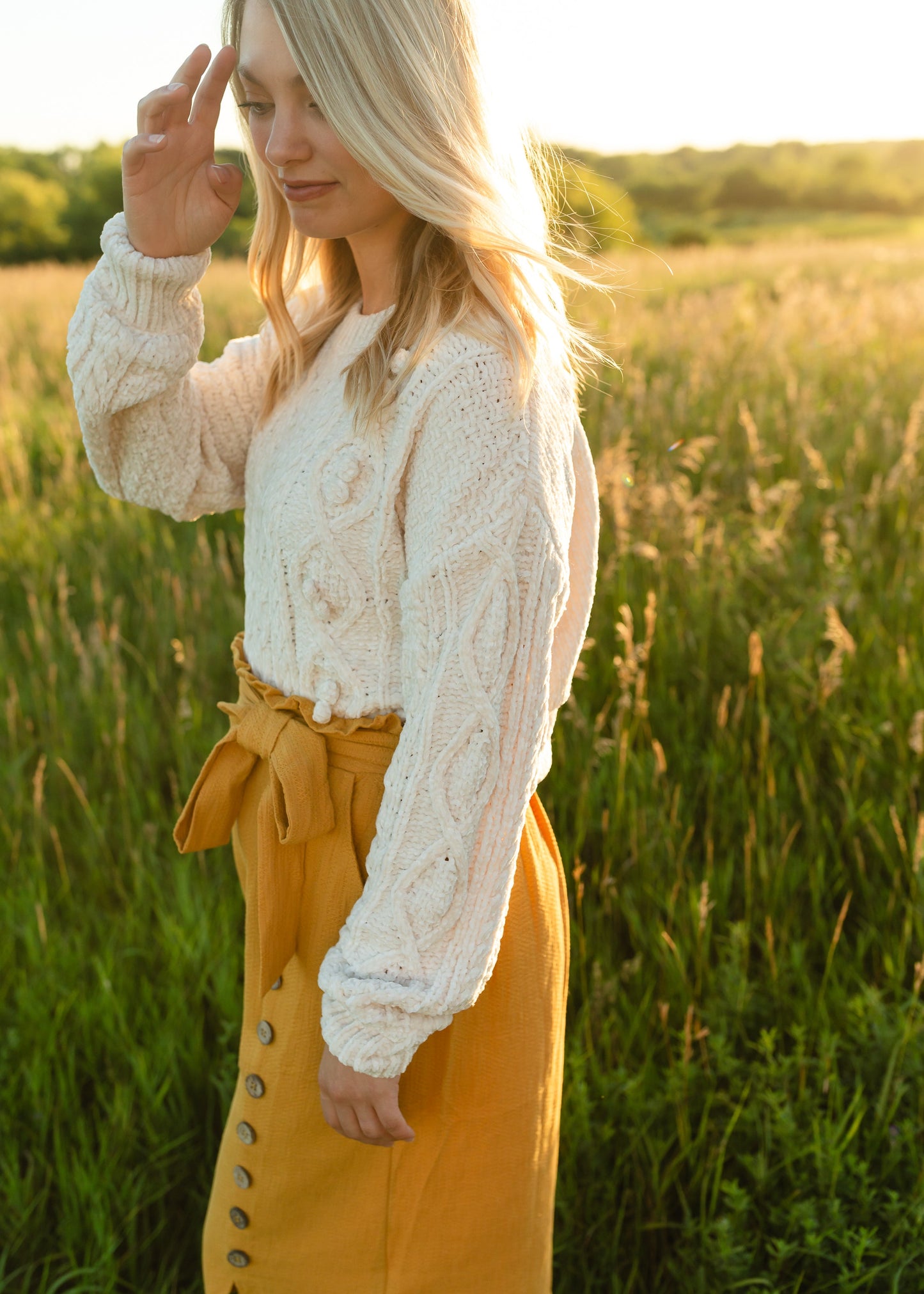 Pullover Chenille Pom Detail Sweater Tops