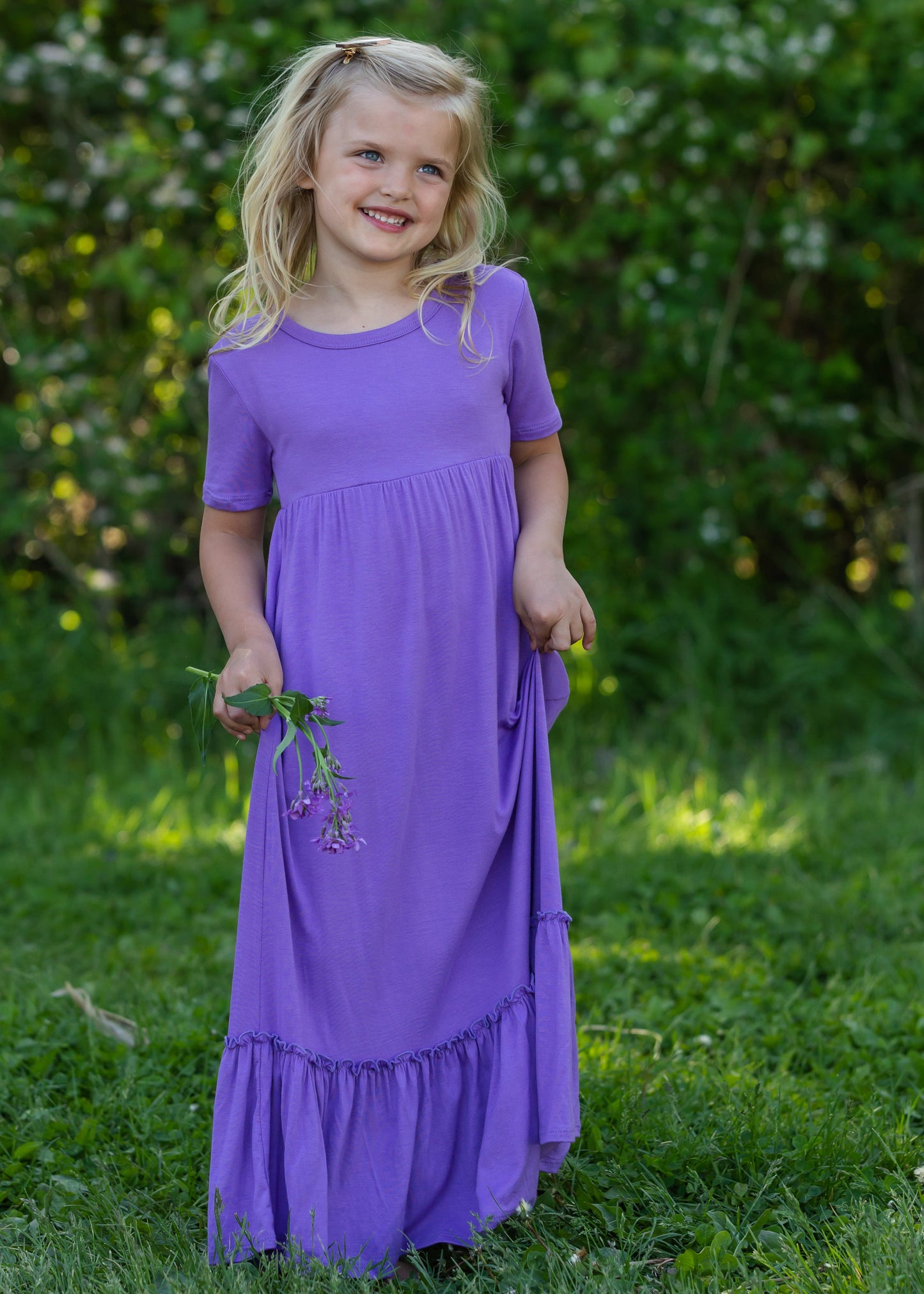 Purple High Waist Ruffle Hem Maxi Dress Dresses