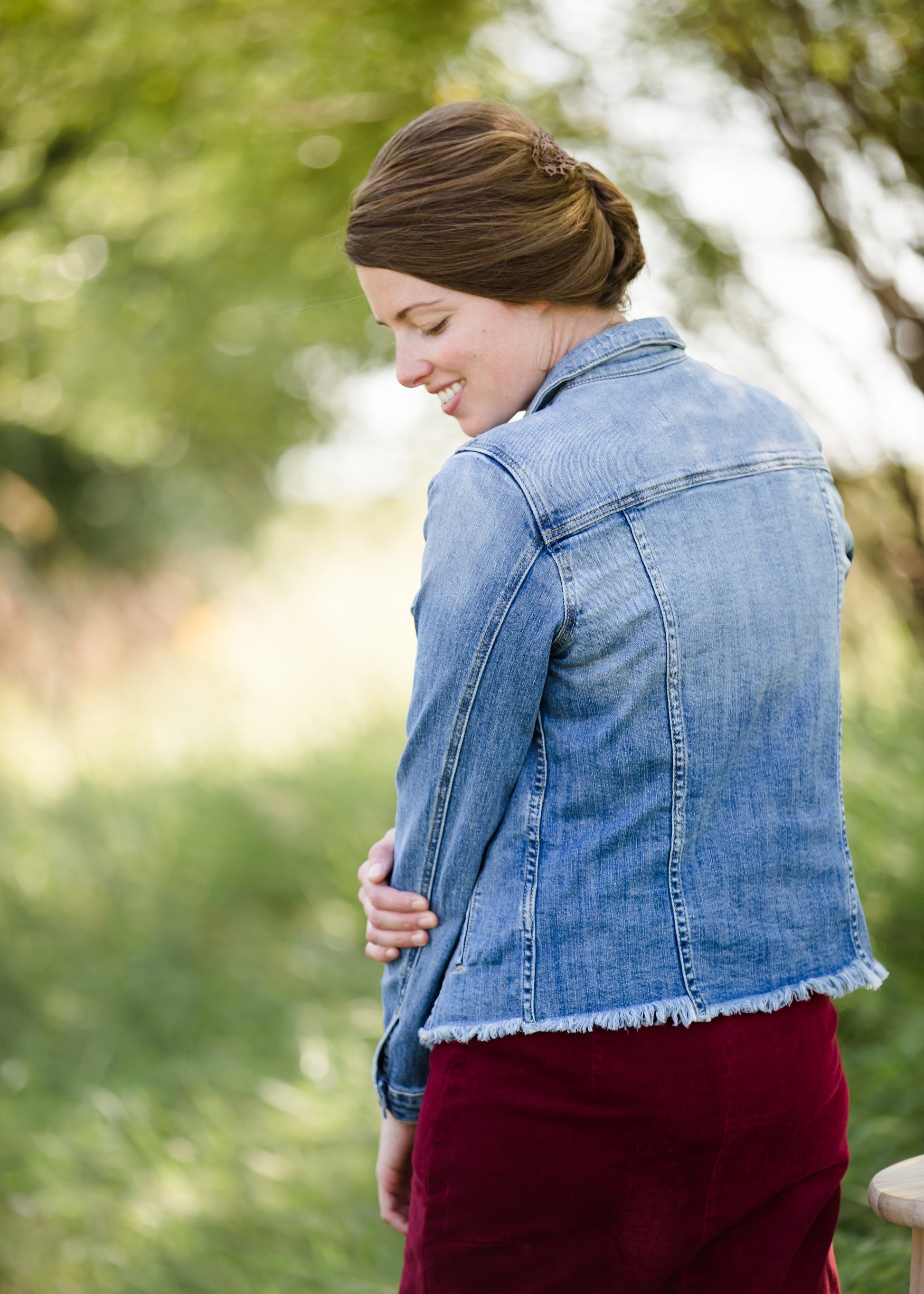 raw edge distressed denim jean jacket