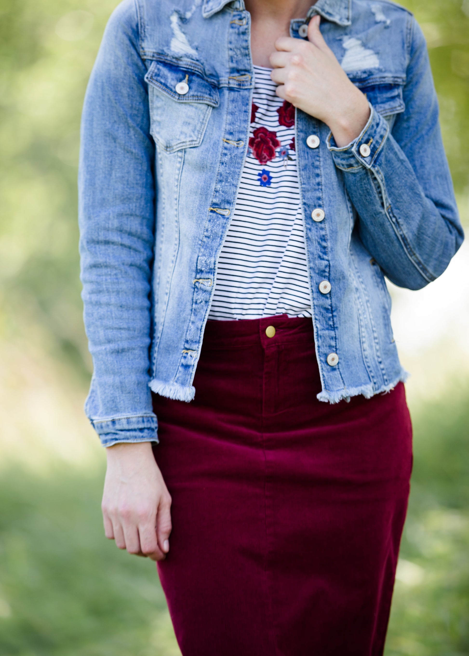 raw edge distressed denim jean jacket