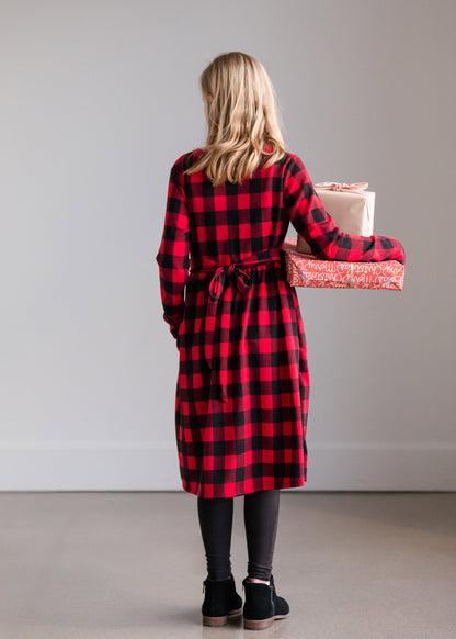 Red Buffalo Check Midi Dress - FINAL SALE Dresses