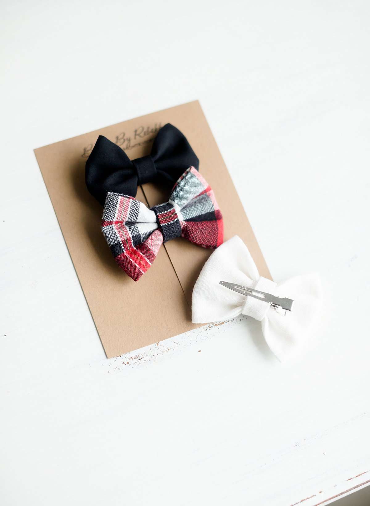 Red Plaid Bow Set Accessories Clip