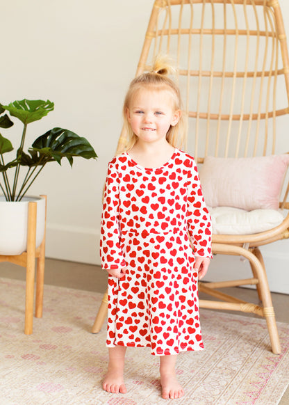 Red Sweet Heart Midi Dress - FINAL SALE Girls