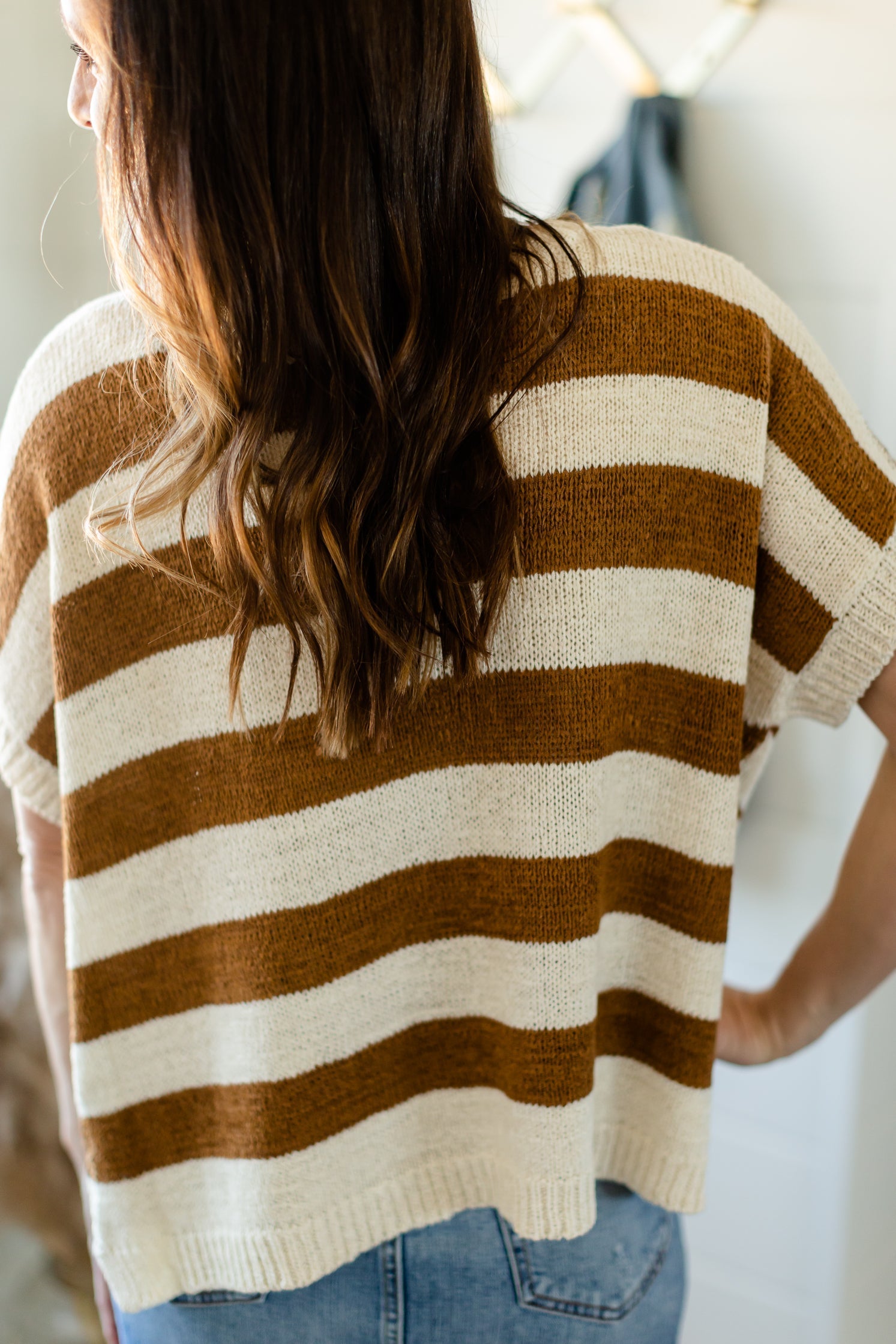 Reversible Striped Taupe Sweater - FINAL SALE Tops