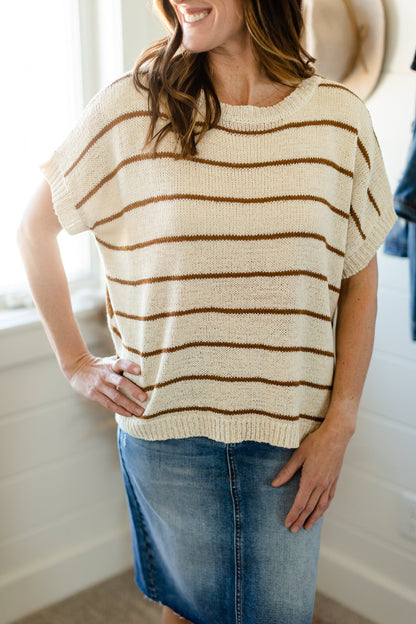 Reversible Striped Taupe Sweater - FINAL SALE Tops