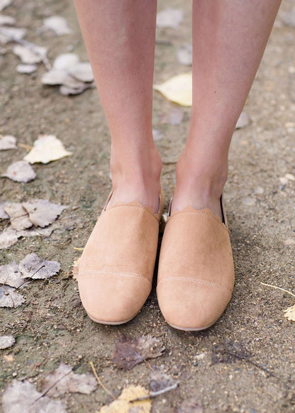 Ribbon Detail Suede Flat Shoes