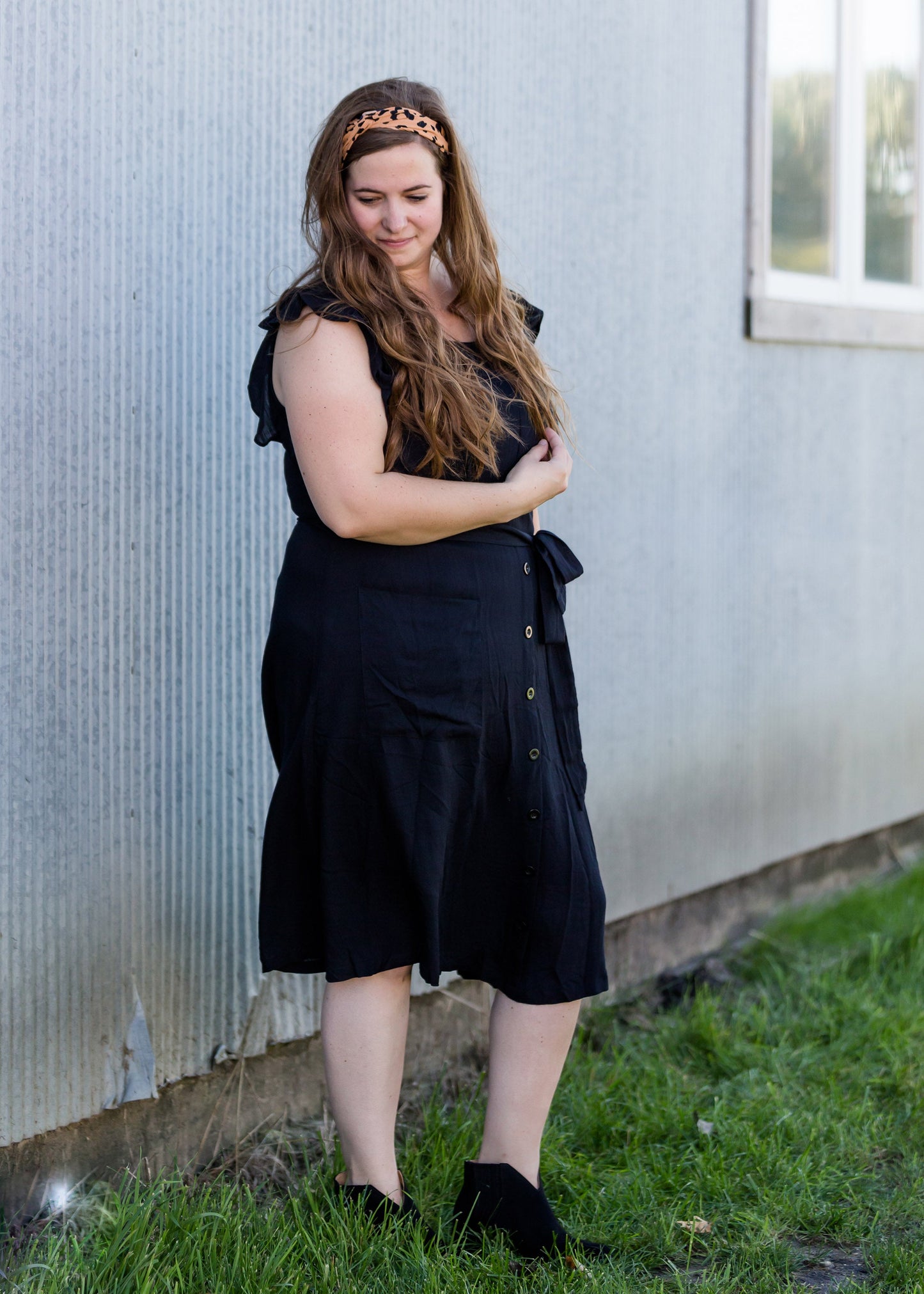 Ruffle Belted Black Midi Dress - FINAL SALE Dresses