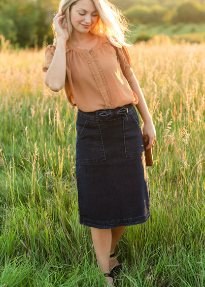 Ruffle Button Up Puff Sleeve Blouse - FINAL SALE Tops