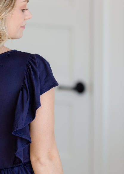 Ruffle Detail Peplum Top - FINAL SALE Tops