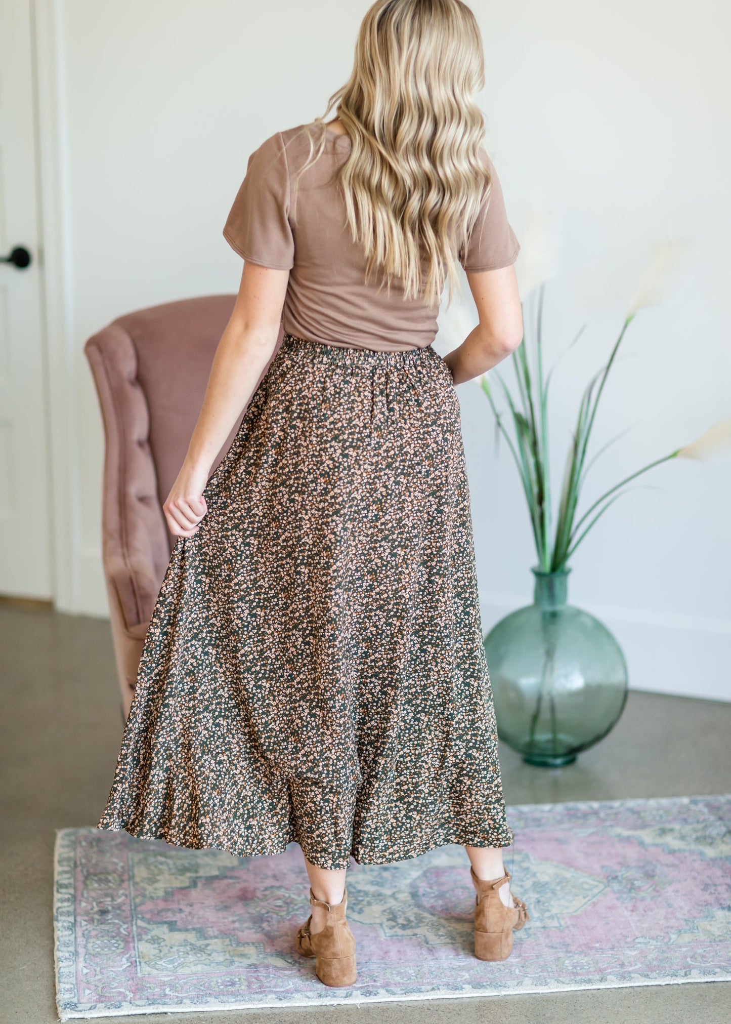 Ruffle Front Midi Skirt Skirts Mikarose