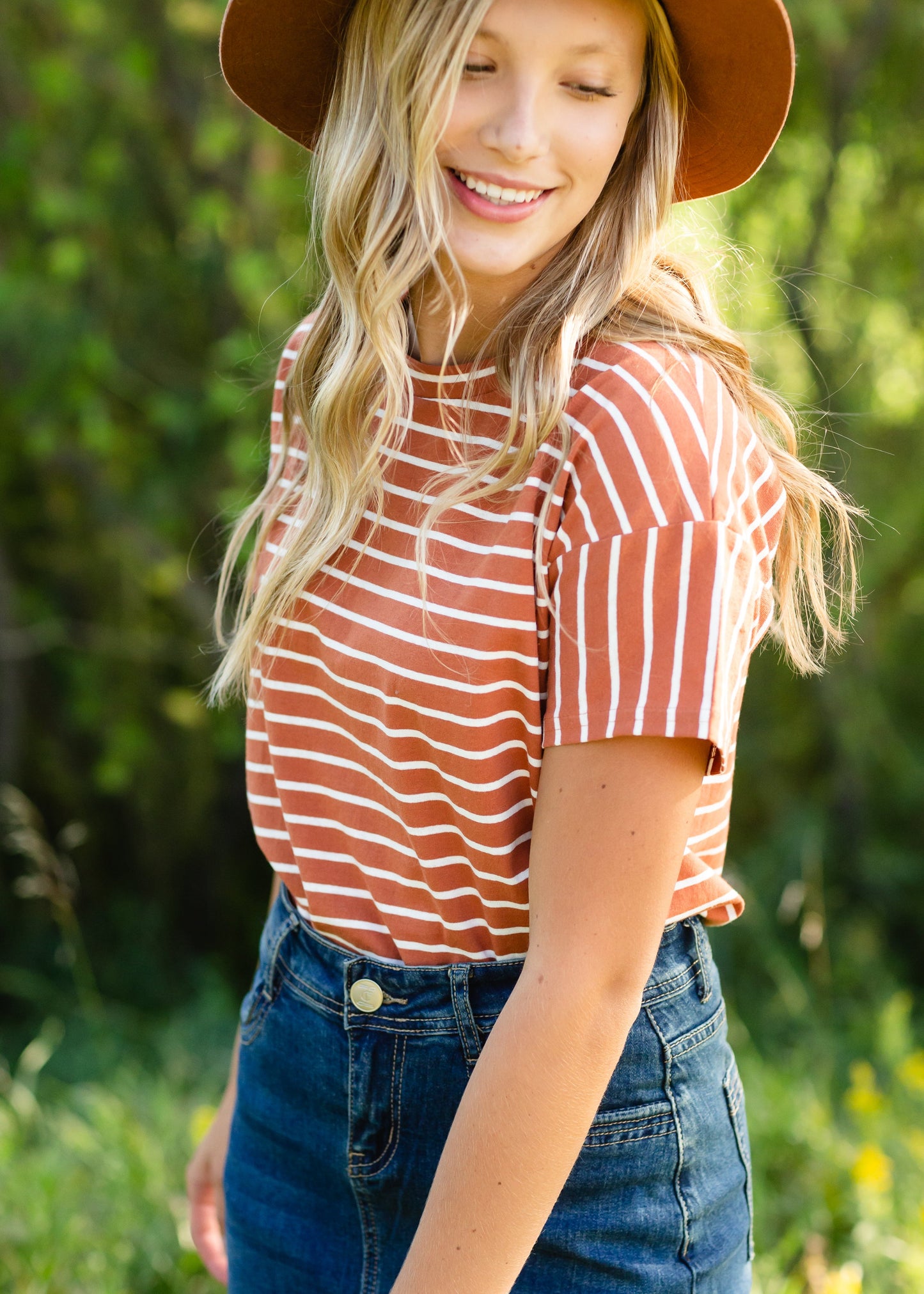 Rust Classic Striped Tee - FINAL SALE Tops