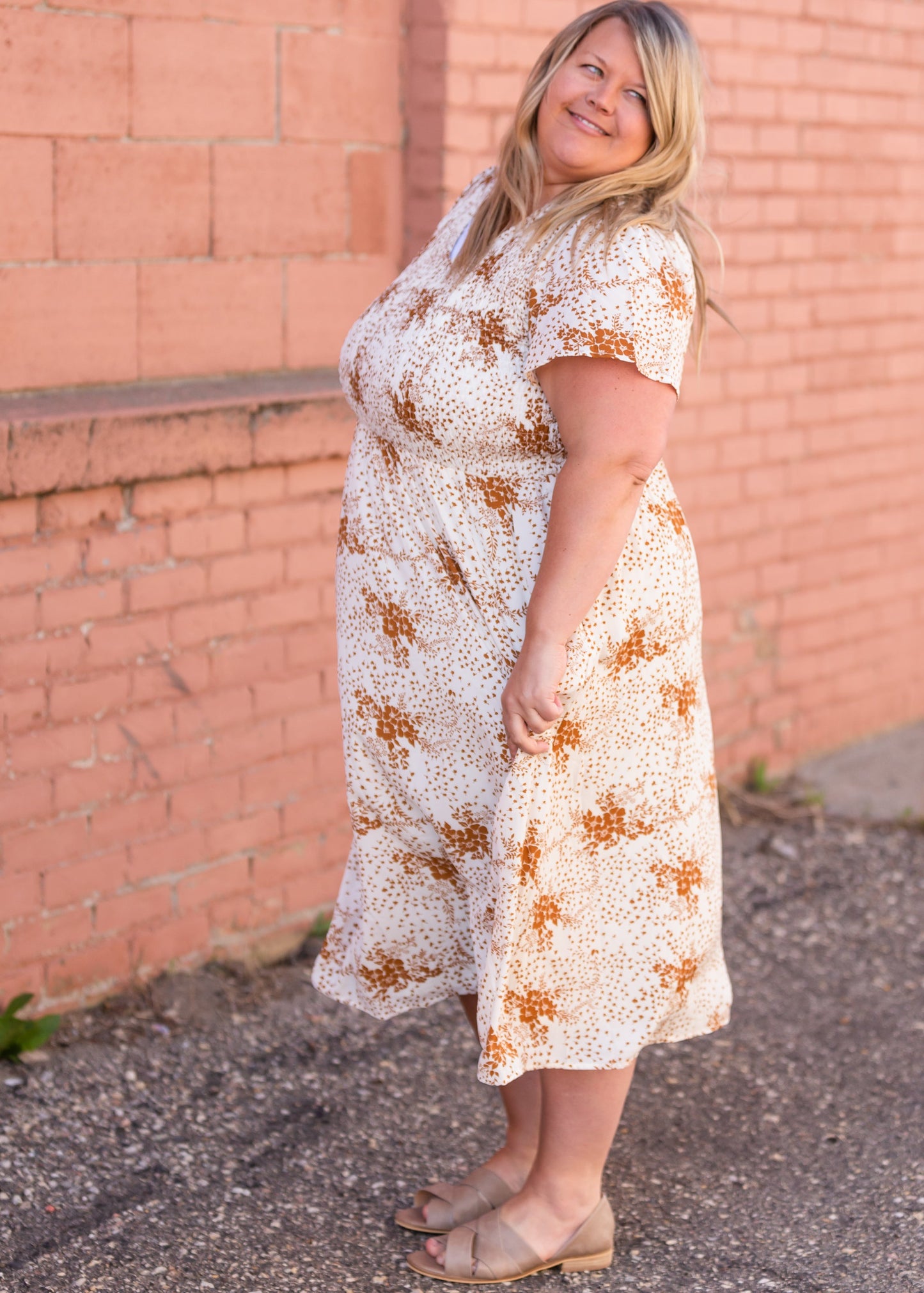 Rust Floral Smocked Flowy Midi Dress - FINAL SALE Dresses