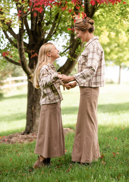 Ruth A-Line Long Khaki Skirt Skirts Inherit Co.