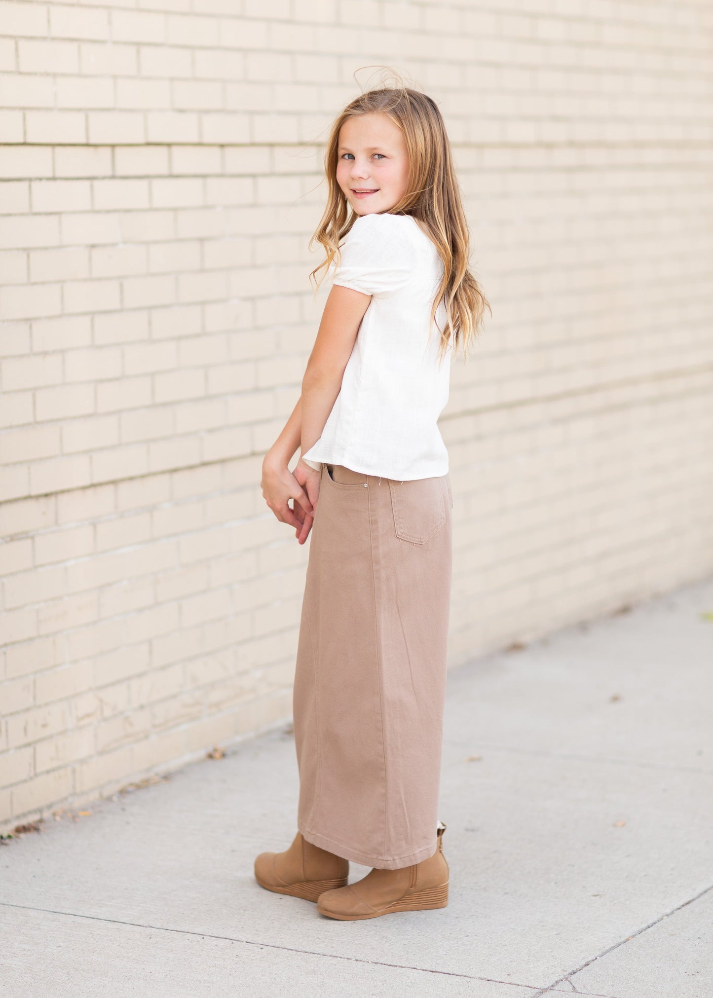 Ruthie A-Line Long Khaki Skirt Skirts