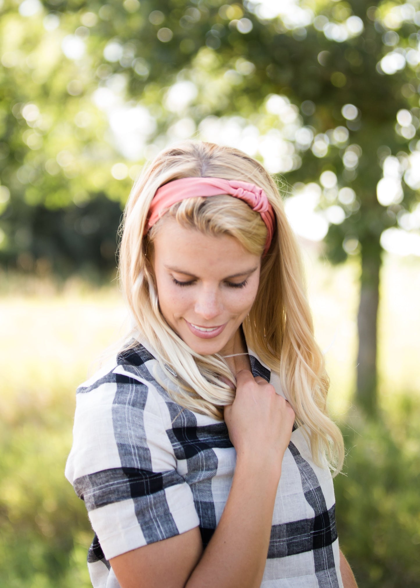 satin headband coral