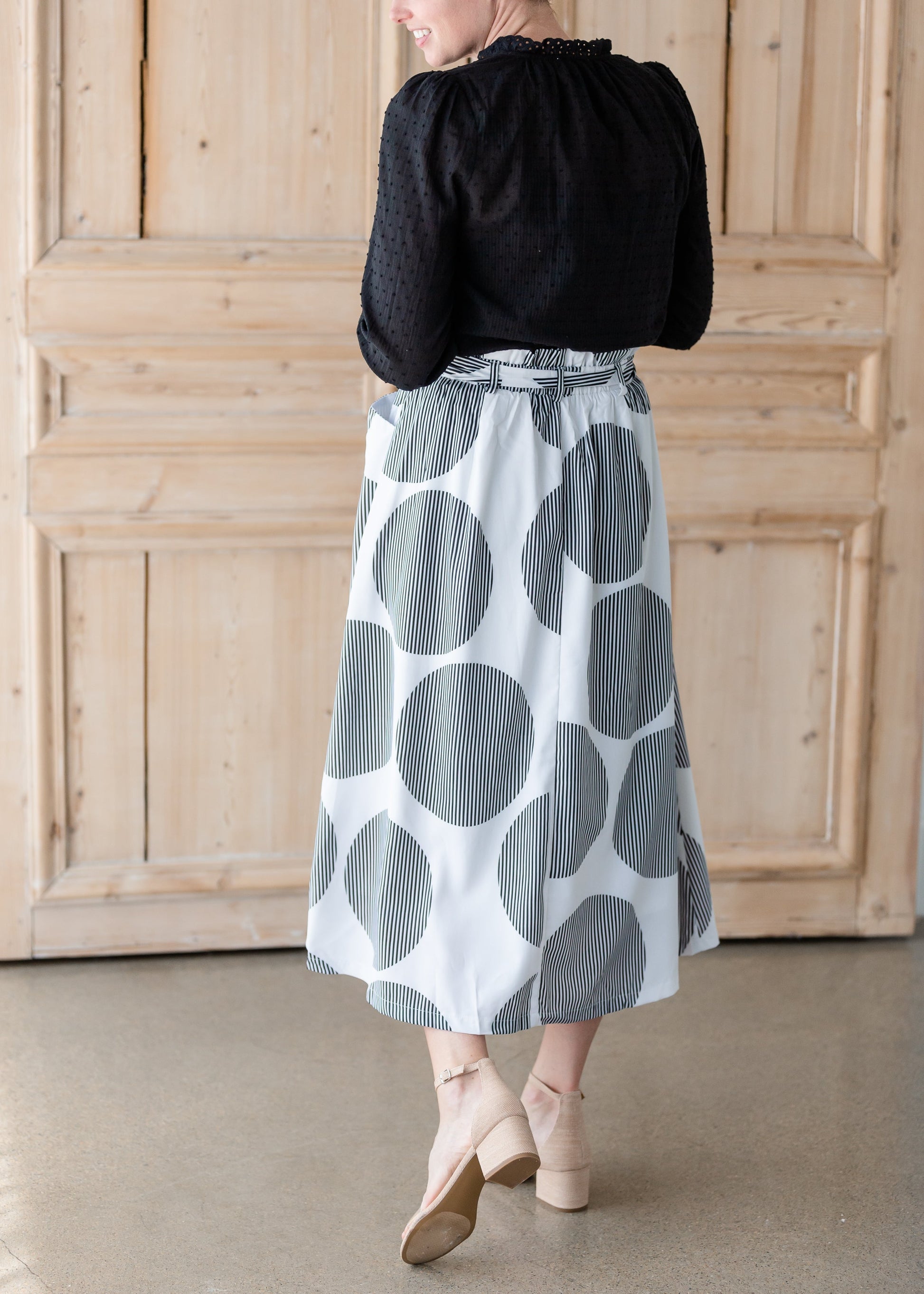 Self-Tie Polka Dot Midi Skirt Skirts Polagram