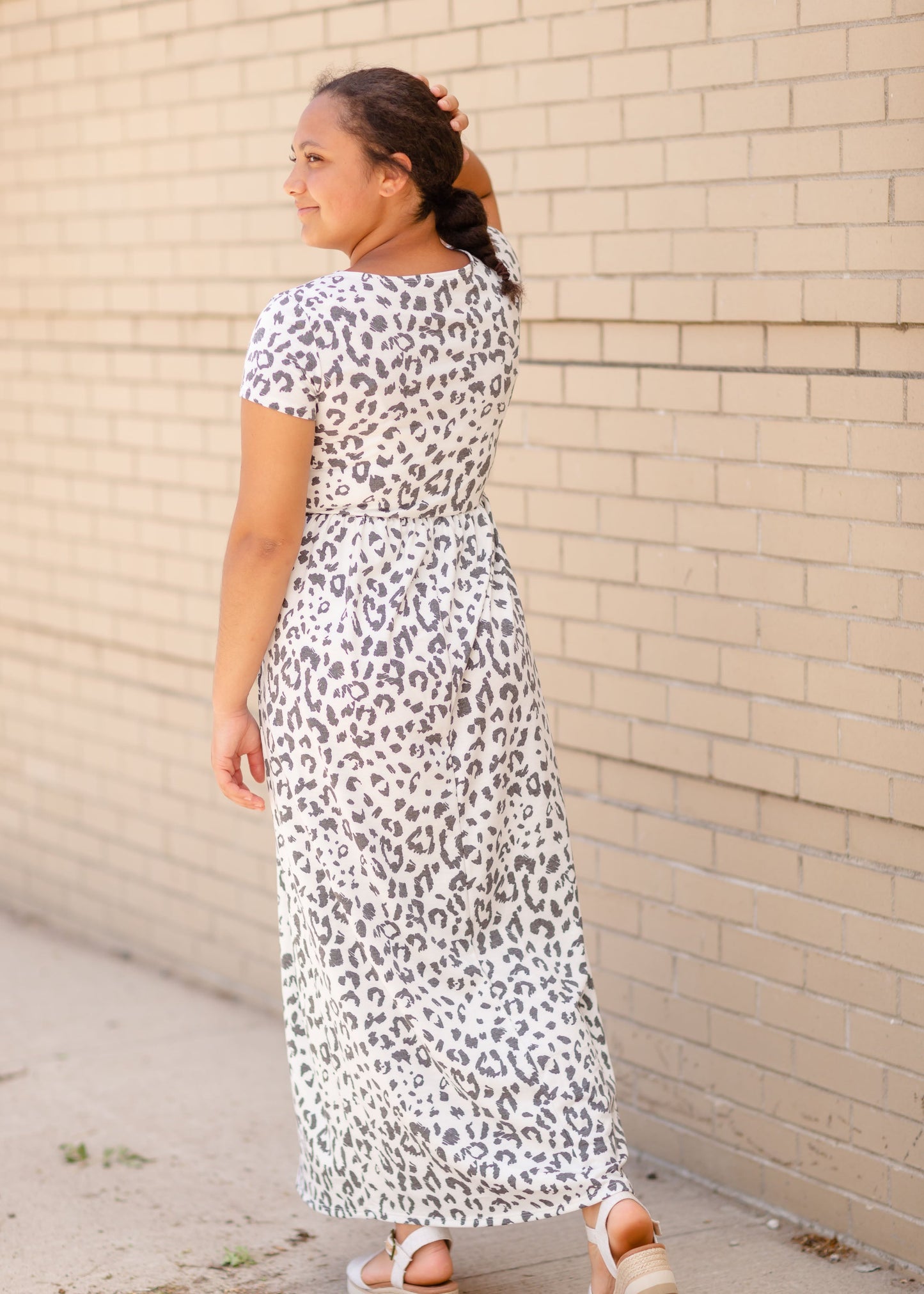 Short Sleeve Leopard Print Maxi Dress Dresses