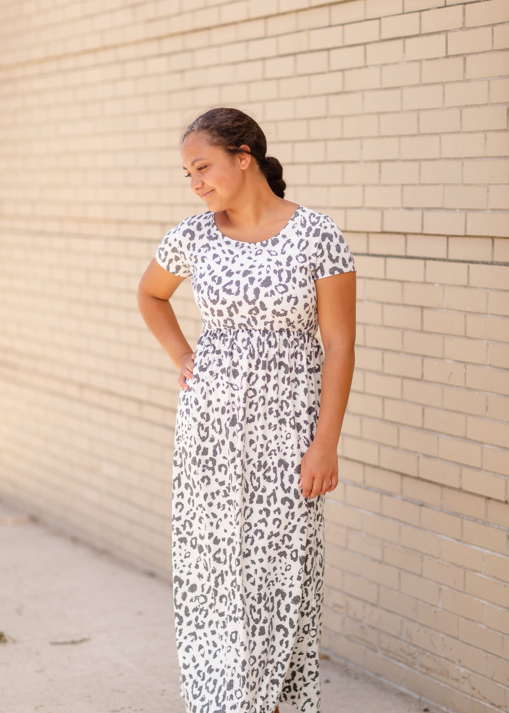 Short Sleeve Leopard Print Maxi Dress Dresses