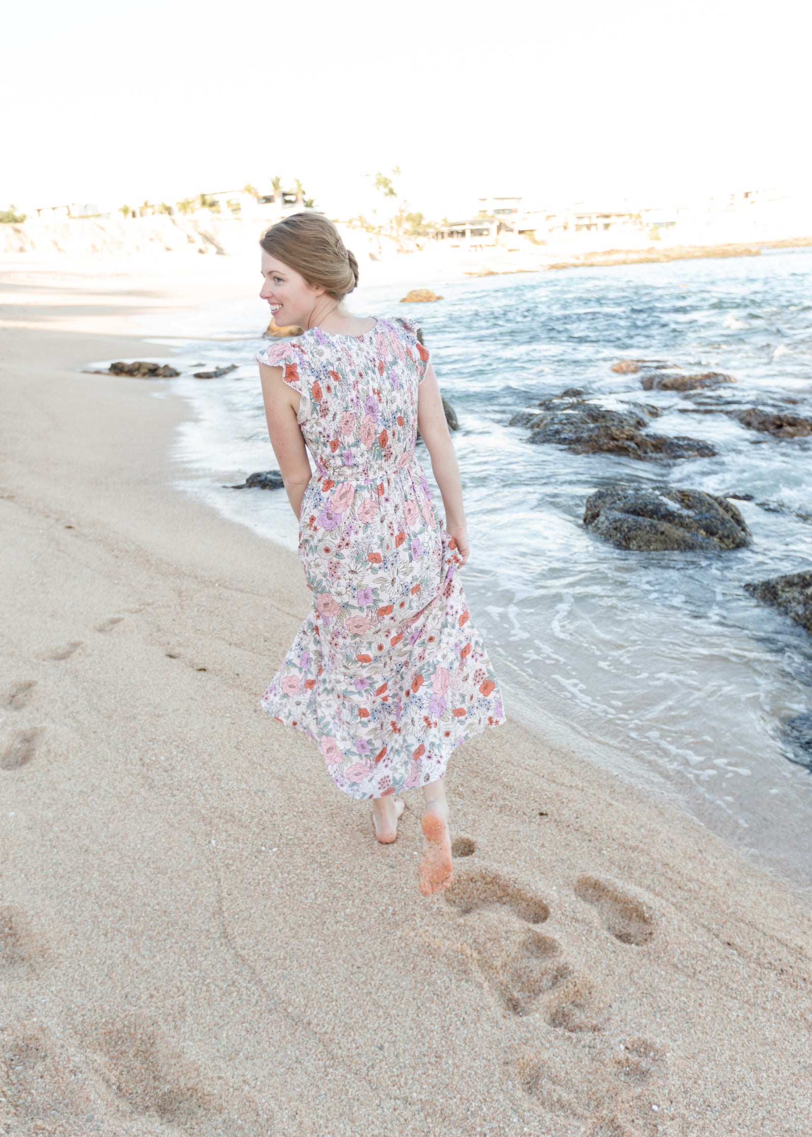 Smocked Floral Print Maxi Dress Dresses Polagram & BaeVely