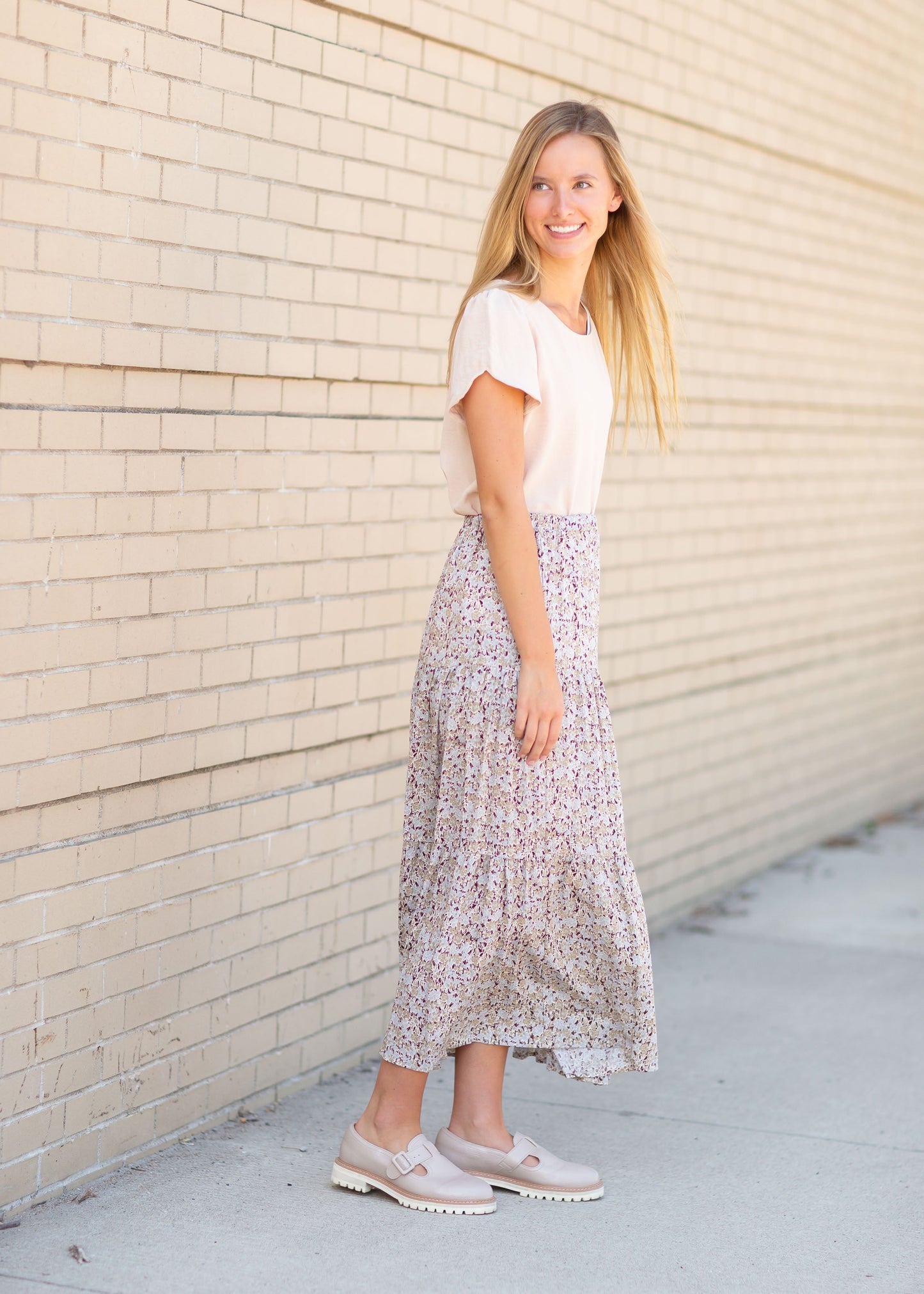 Stretch Waist Tiered Maxi Skirt Skirts