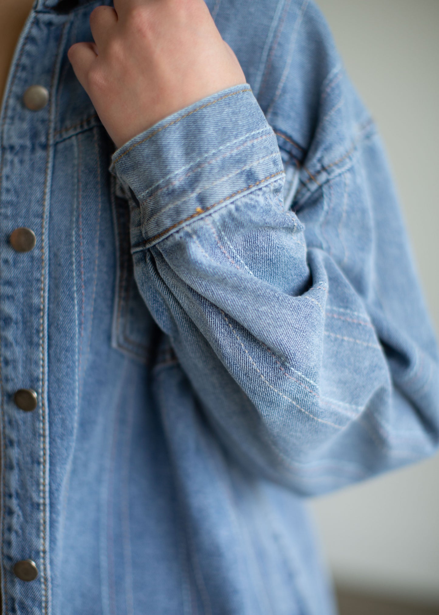 Striped Denim Shirt Jacket Tops Polagram