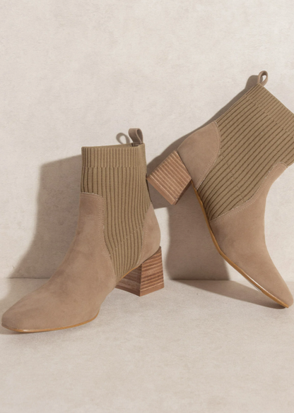 The Geraldine Suede Taupe Bootie Shoes