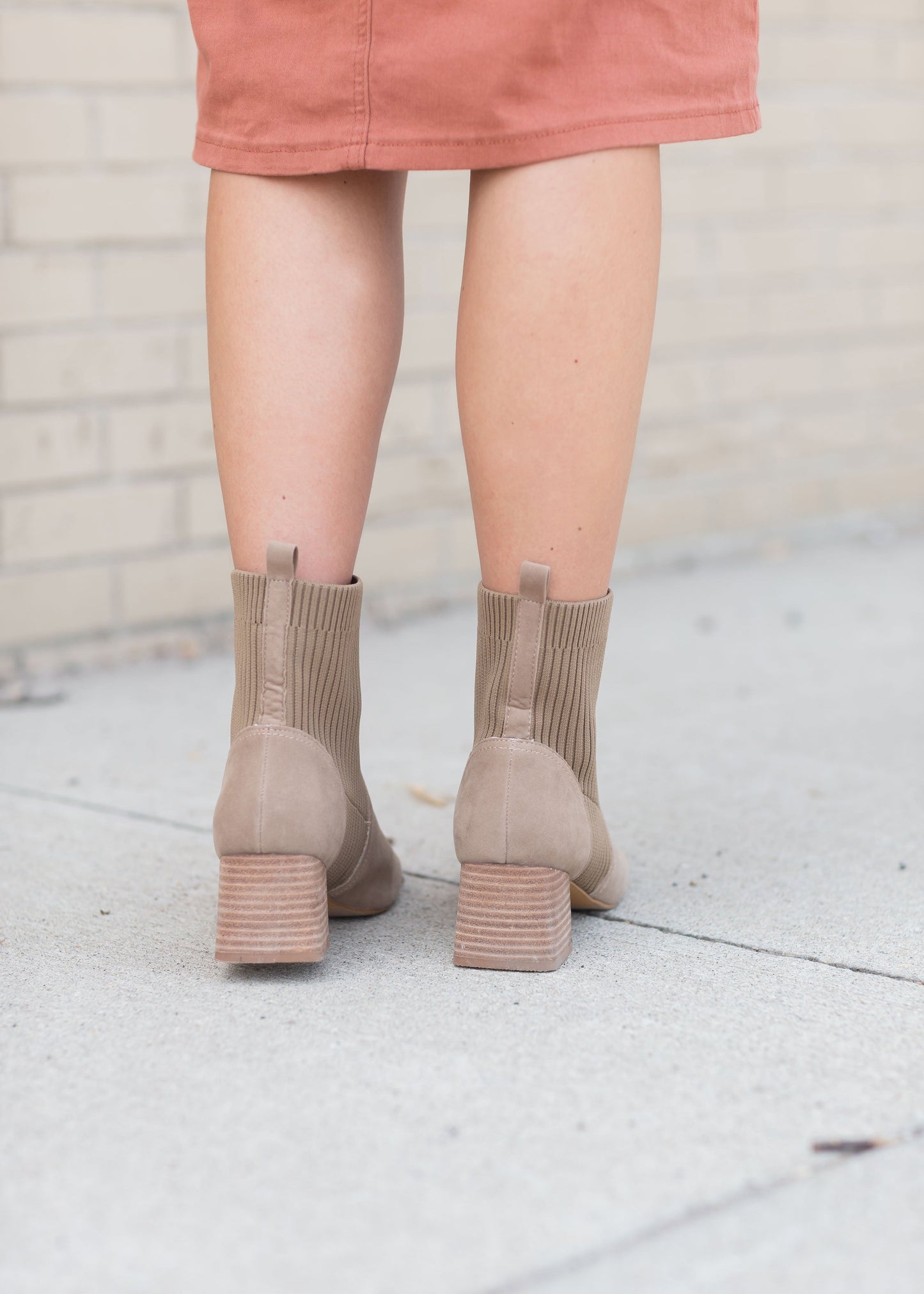 The Geraldine Suede Taupe Bootie Shoes