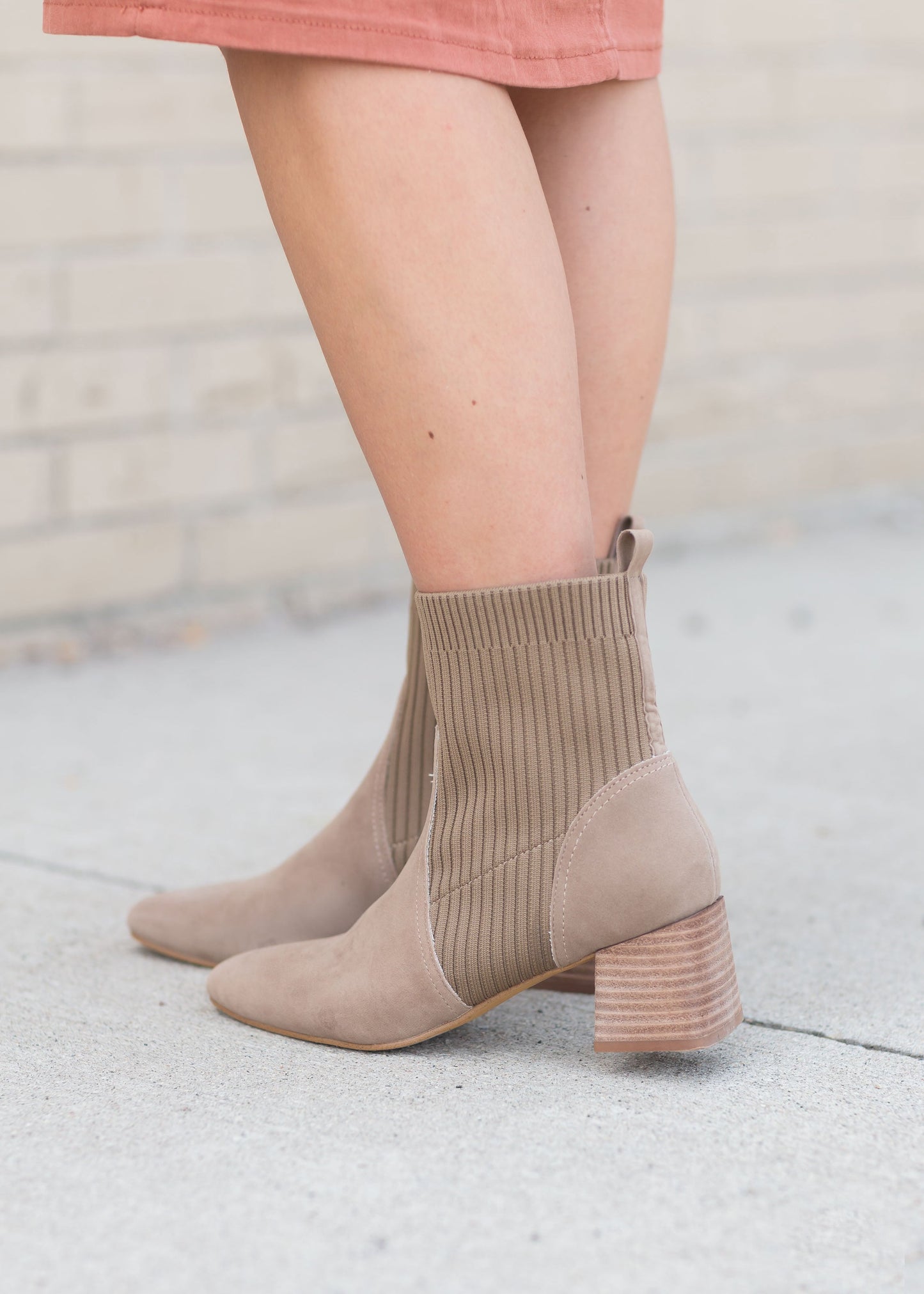 The Geraldine Suede Taupe Bootie Shoes