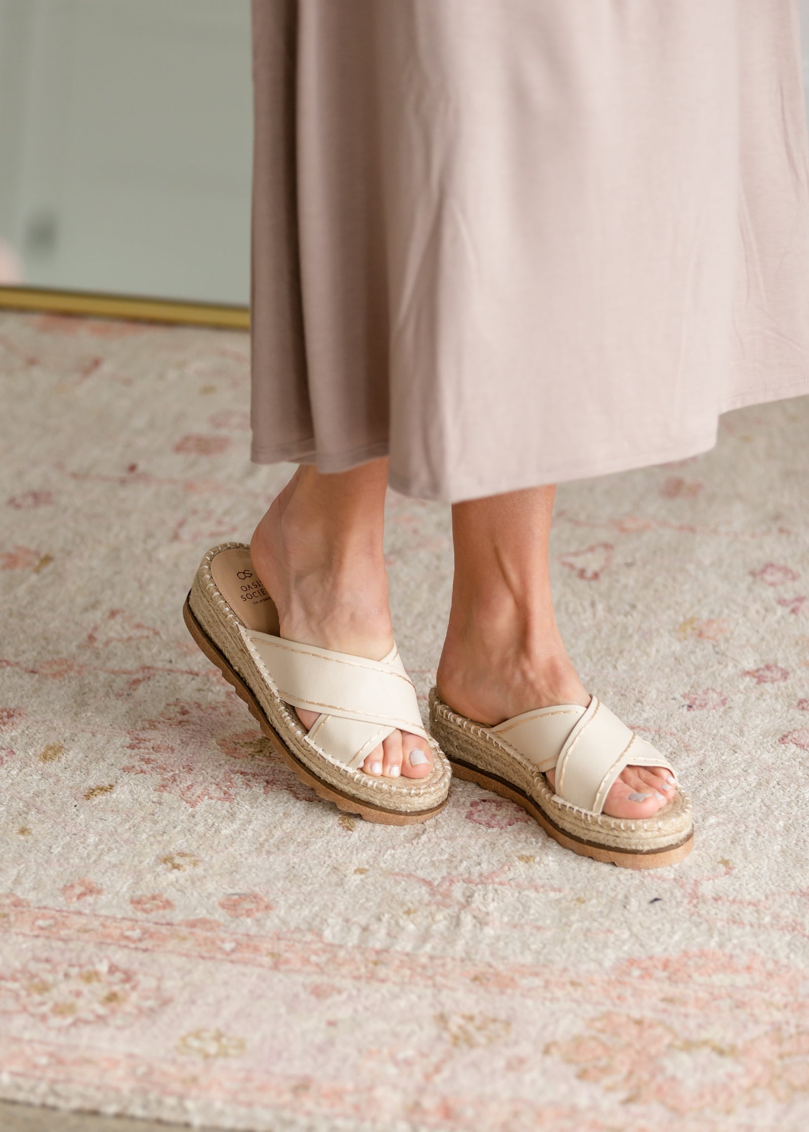 The Lucia Beige Slip On Espadrille Platform Accessories Oasis Society