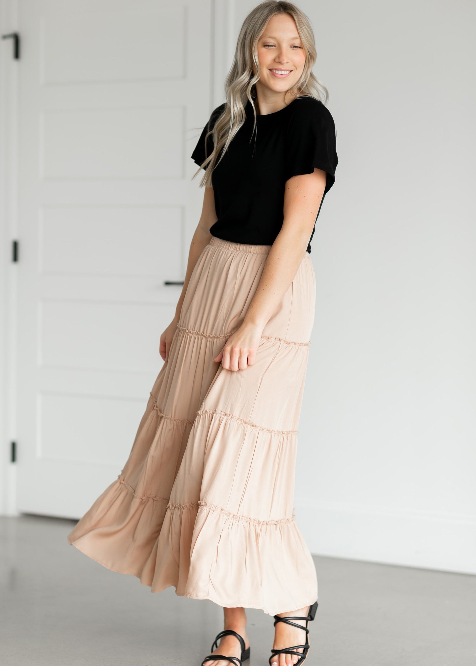 Tiered Lined Maxi Skirt Skirts