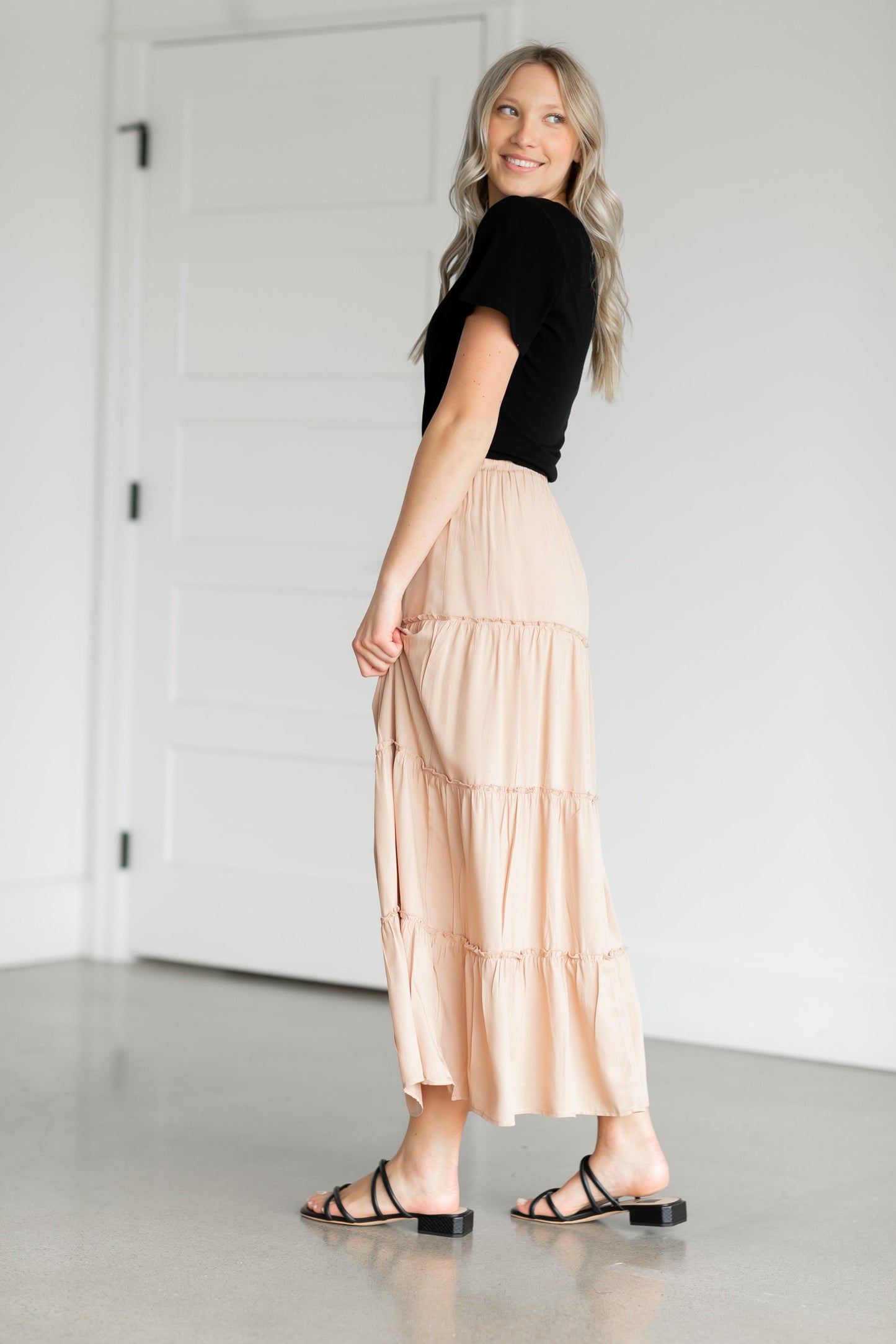 Tiered Lined Maxi Skirt Skirts