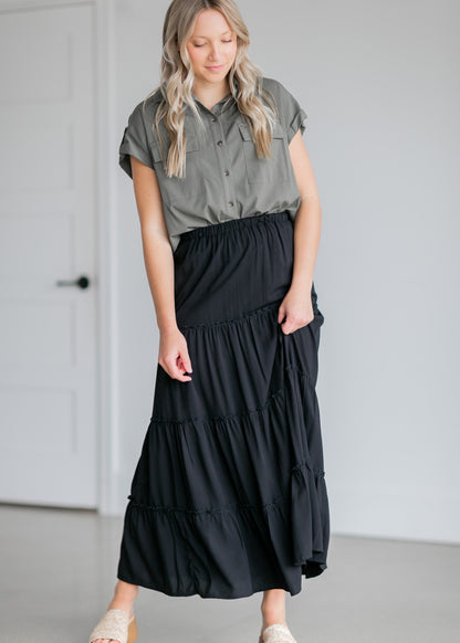 Tiered Lined Maxi Skirt Skirts