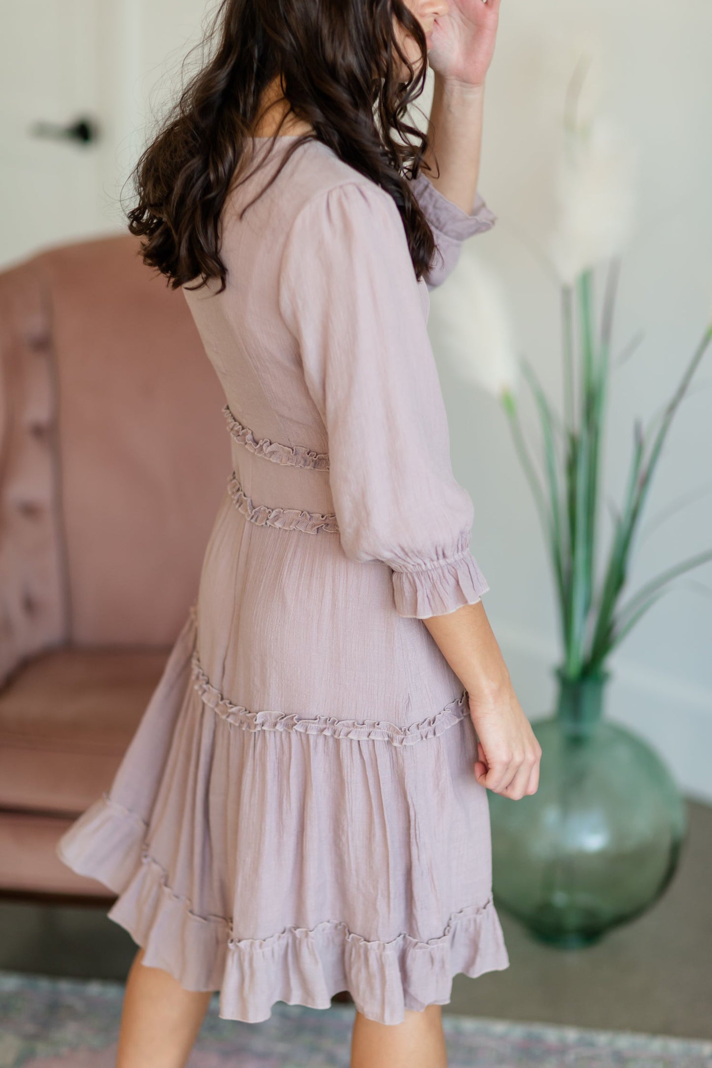 Tiered Ruffle Pink Midi Dress Dresses Mikarose