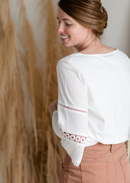 White Kimono Sleeve Top Shirt Hailey & Co